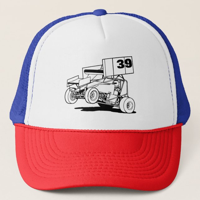 Personalised Sprint Car Hat, Customise it  Trucker Hat (Front)