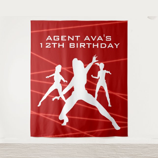 Personalised Spy Party Laser Tapestry (Front)