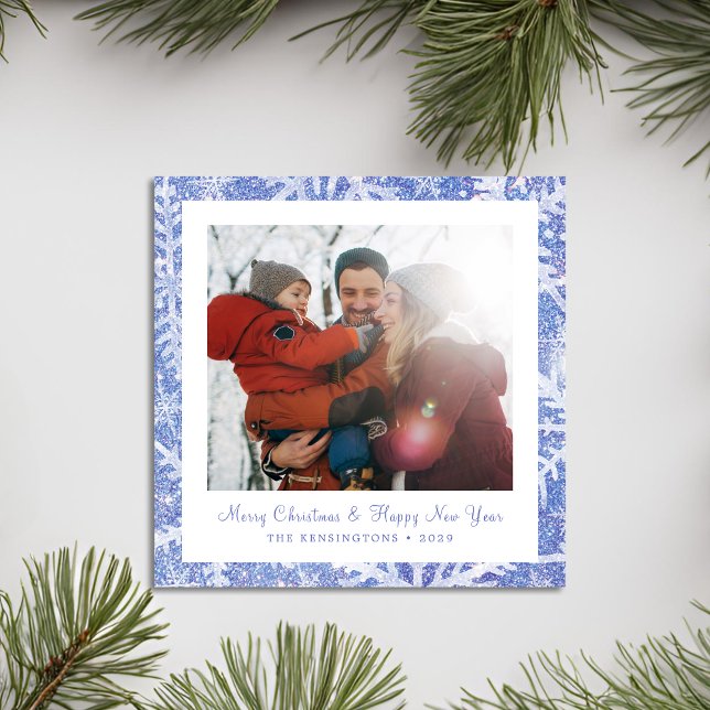Personalised Square Blue Snowflake Christmas Card (Personalized Square Blue Snowflake Christmas Card)