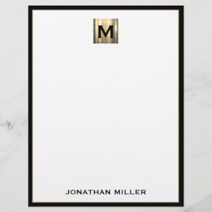 Personalised Square Brushed Metal Monogram Initial Custom Letterhead