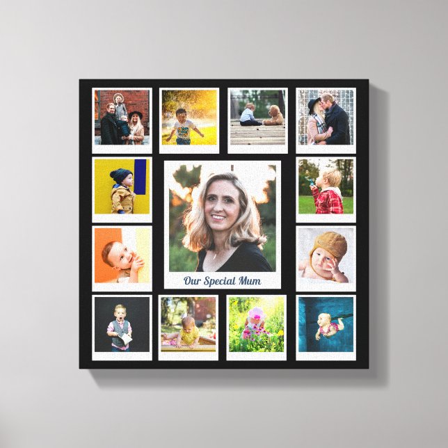 Personalised Square Photo Collage Family Modern Canvas Print (Front)