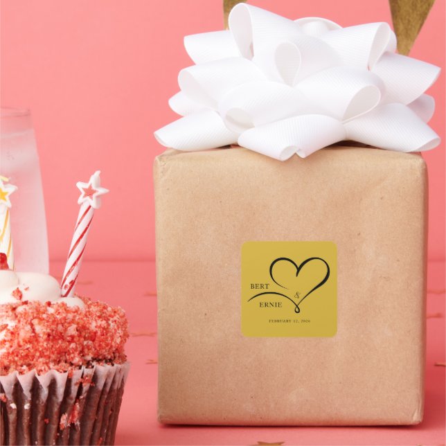 Personalised Square Sticker Custom Wedding Design (Party)
