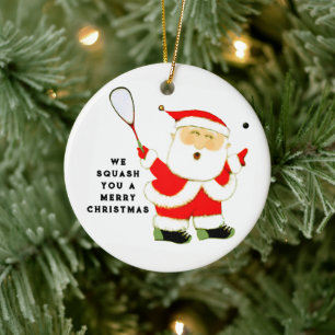 personalised squash player collectable ceramic tree decoration