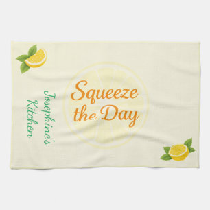 Personalised Squeeze the Day Lemon Kitchen Towel
