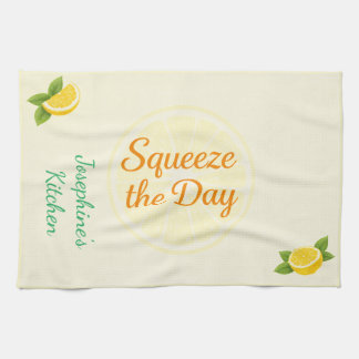 Personalised Squeeze the Day Lemon Kitchen Towel