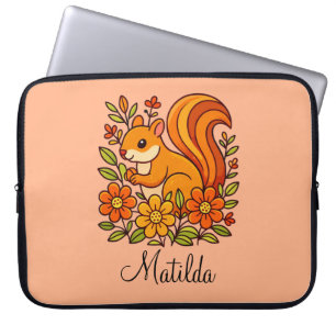 Personalised Squirrel and flowers  Laptop Sleeve