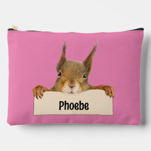 Personalised Squirrel Holding Nameplate Sign Accessory Pouch