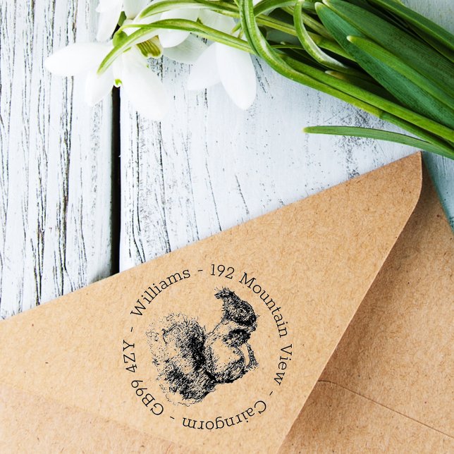Personalised Squirrel Return Address  Self-inking Stamp (Creator Uploaded)