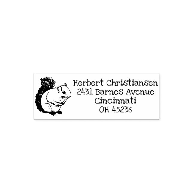 Personalised Squirrel Return Address Self-inking Stamp (Design)