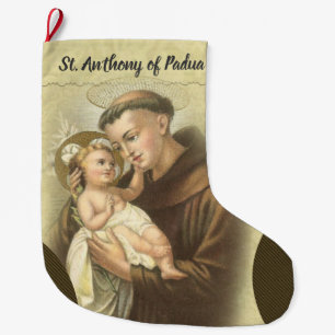 Personalised St. Anthony of Padua Prayer Large Christmas Stocking