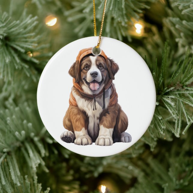 Personalised St. Bernard Saint Bernard Dog Ceramic Tree Decoration (Tree)