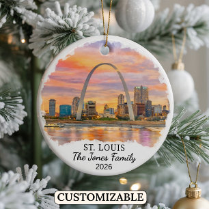Personalised St. Louis Ornament, Custom Missouri Ceramic Tree Decoration