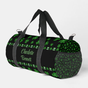Personalised St. Patrick’s Day Shamrock on Black Duffle Bag