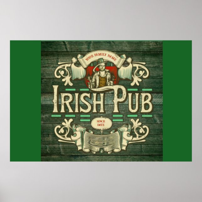 Personalised St Patricks day Funny Irish Pub  Poster (Front)