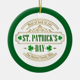 Personalised St. Patrick's Day I Luck of the Irish Ceramic Tree Decoration