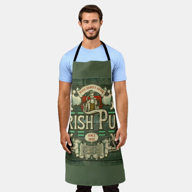 Personalised St Patricks Day Irish Pub Funny Apron (Worn)