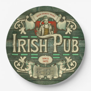Personalised St Patricks Day Irish Pub Funny Paper Plate