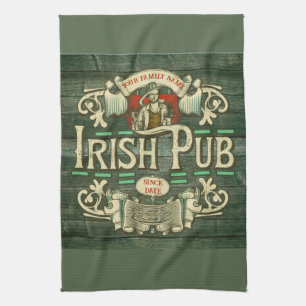 Personalised St Patricks Day Irish Pub Funny Tea Towel