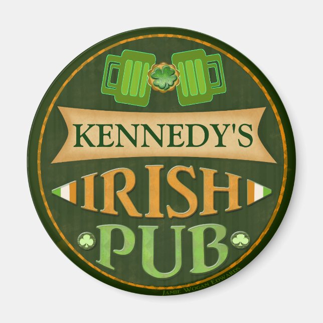 Personalised St. Patrick's Day Irish Pub Magnet (Front)