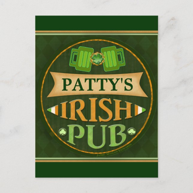 Personalised St. Patrick's Day Irish Pub Postcard (Front)