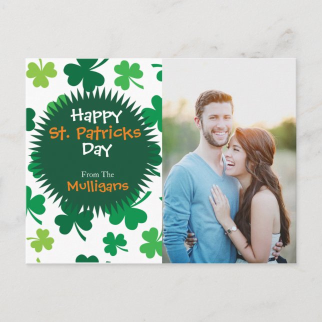 Personalised St. Patricks Day Photo Postcard (Front)