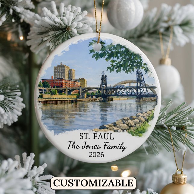 Personalised St. Paul Ornament, Custom Minnesota Ceramic Tree Decoration (Creator Uploaded)