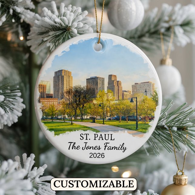 Personalised St. Paul Ornament, Custom Minnesota Ceramic Tree Decoration (Creator Uploaded)