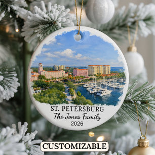 Personalised St. Petersburg Ornament, Florida Ceramic Tree Decoration