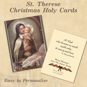 Personalised St. Therese Christmas Holy Card