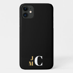 Personalised Stacked Initial, Black/Gold/White Case-Mate iPhone Case