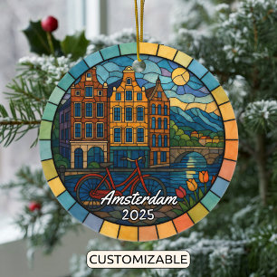 Personalised Stained Glass Amsterdam Ornament