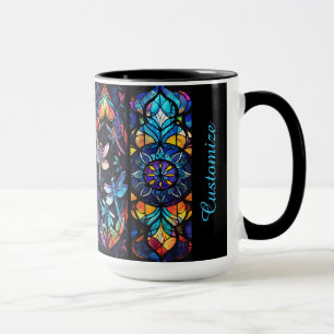 Personalised Stained Glass And Dragonflies Mug