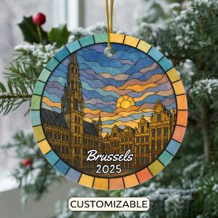 Personalised Stained Glass Brussels Ornament