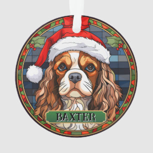 Personalised Stained Glass Cavalier King Charles Ornament