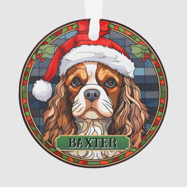 Personalised Stained Glass Cavalier King Charles  Ornament (Back)
