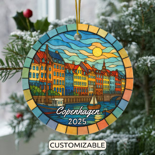 Personalised Stained Glass Copenhagen Ornament