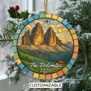 Personalised Stained Glass Dolomites Ornament