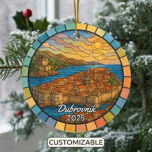 Personalised Stained Glass Dubrovnik, Croatia Ceramic Tree Decoration