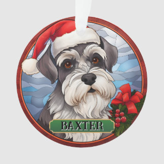 Personalised Stained Glass Miniature Schnauzer Ornament