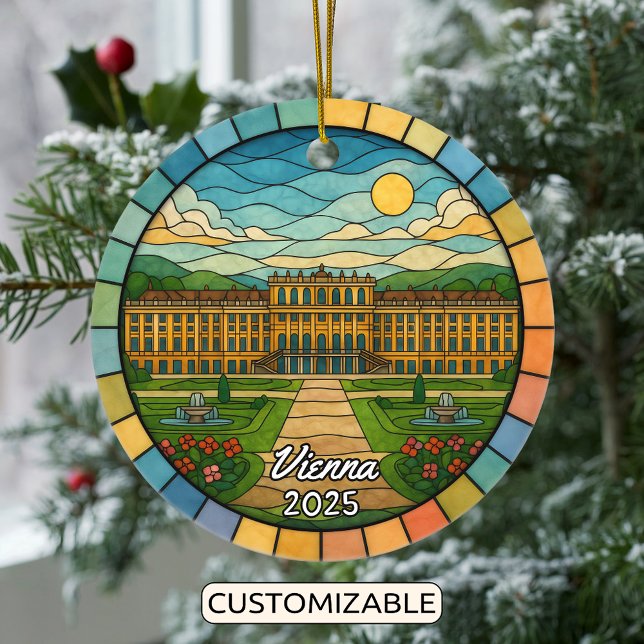 Personalised Stained Glass Vienna, Austria Ceramic Tree Decoration (Creator Uploaded)
