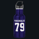 Personalised stainless steel sports water bottle<br><div class="desc">Personalised stainless steel sports water bottle. Custom metal water bottle in many colours. Great for sports teams and outdoor activities. ie basketball, baseball, tennis, soccer, volleyball etc. PErsonalize with your own name, jersey number, initials or slogan in big letters. Cool sporty college typography. Suitable for sporty men women and kids...</div>