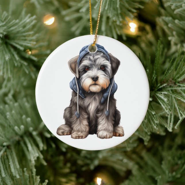 Personalised Standard Schnauzer Dog Ceramic Tree Decoration (Tree)