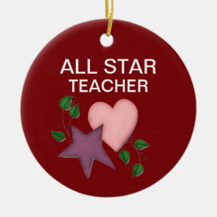 Personalised Star and Heart Teacher Ornament