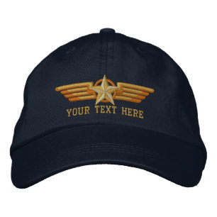Personalised Star Badge Pilot Wings Embroidered Hat