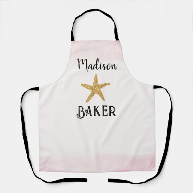 Personalised Star Baker Pink Ombre Apron (Front)