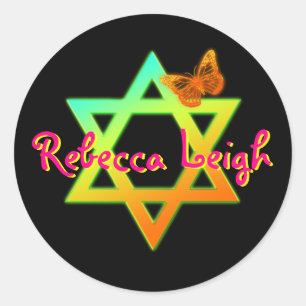 Personalised Star Of David, Butterfly Sticker