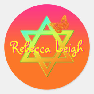 Personalised Star Of David, Butterfly Sticker