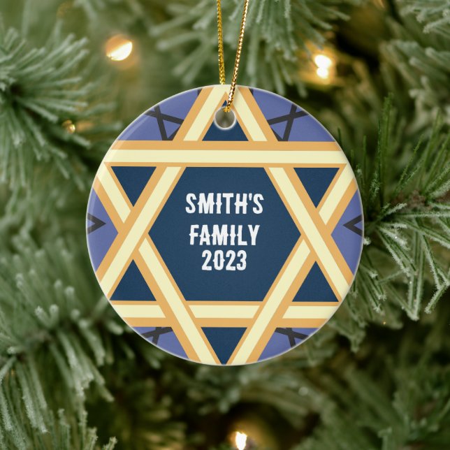 Personalised star of David Ceramic Tree Decoration (Tree)