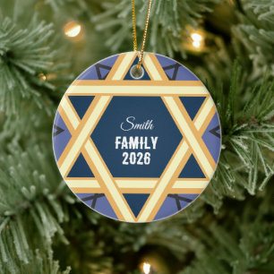Personalised star of David Ceramic Tree Decoration