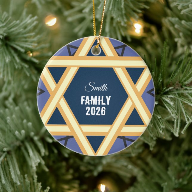 Personalised star of David Ceramic Tree Decoration (Tree)